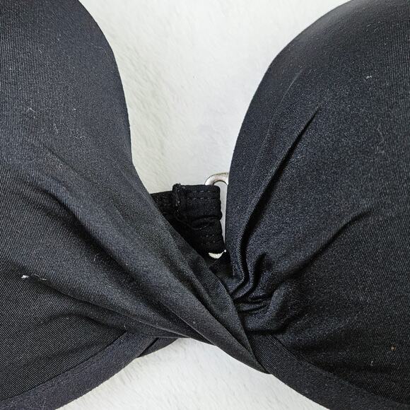 Mossimo Black Bikini Top Size Large Push Up Padded Tie Neck - Picture 6 of 8